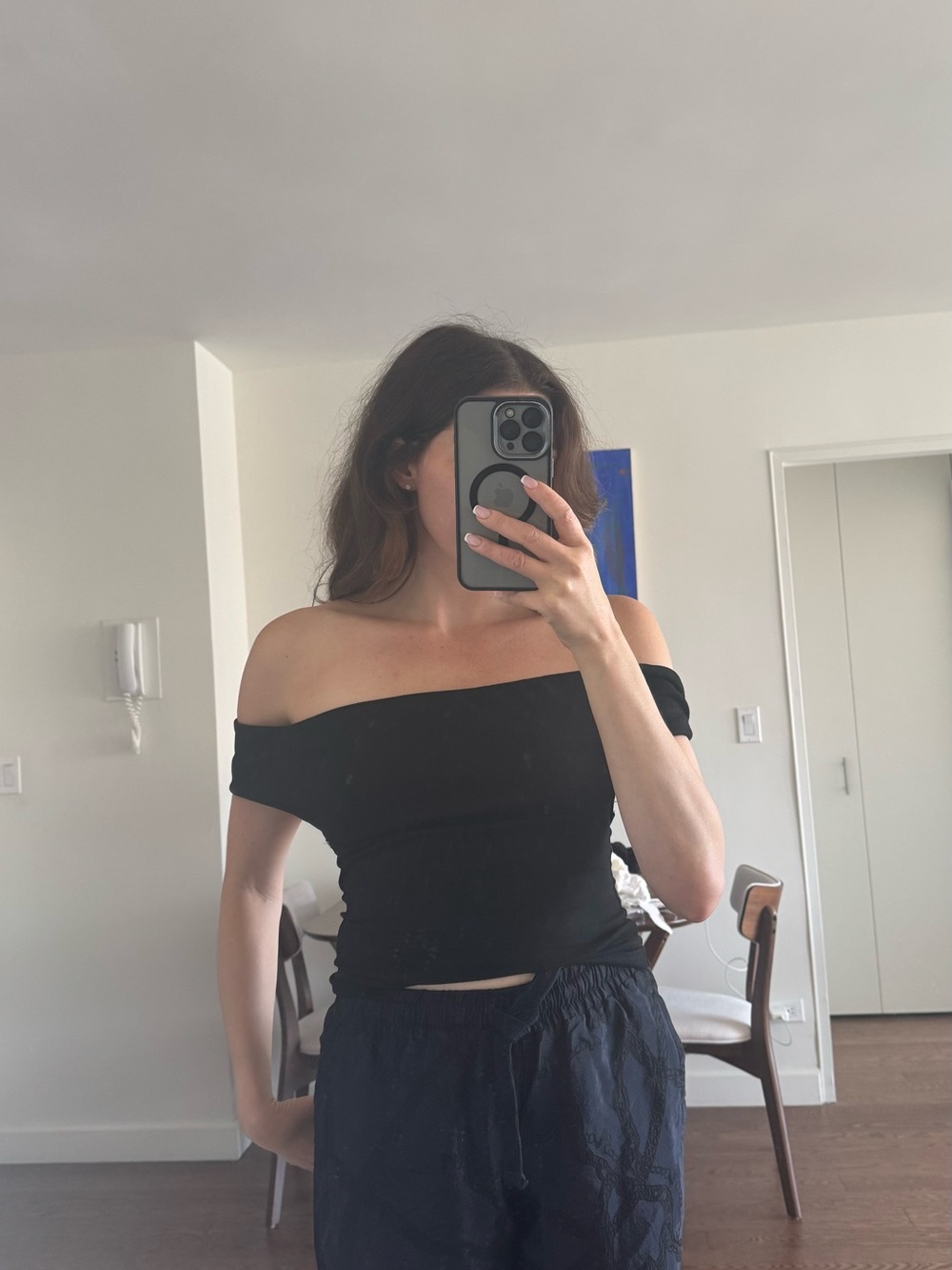 SHEIN Black Off-Shoulder Crop Top